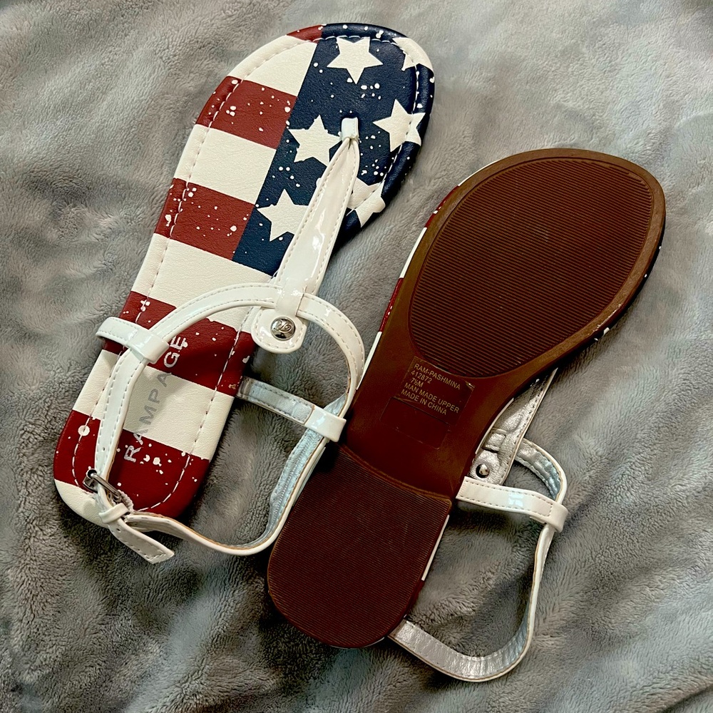 NEW Red, white, and blue sandals - size 7 1/2